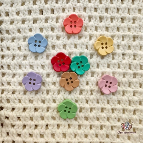 Gói 6 cúc áo 1.6cm, hình hoa, nhiều màu - Chou.ihandmade
