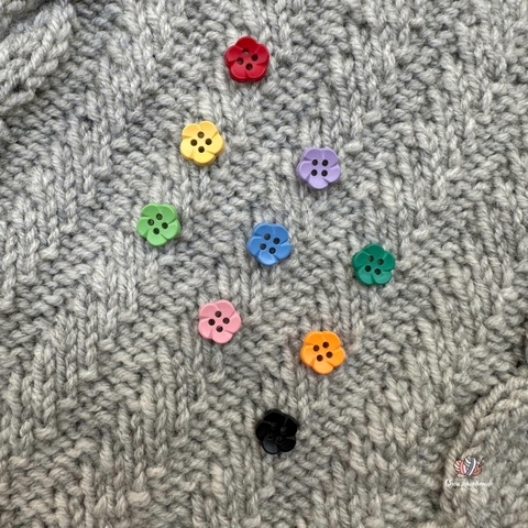 Gói 6 cúc áo 1cm, hình hoa, nhiều màu - Chou.ihandmade