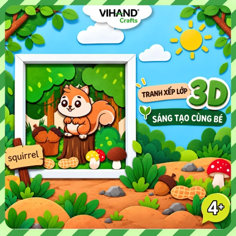 Bộ Kit DIY Tranh xếp lớp 3D Squirrel sáng tạo cho bé (LP-04)