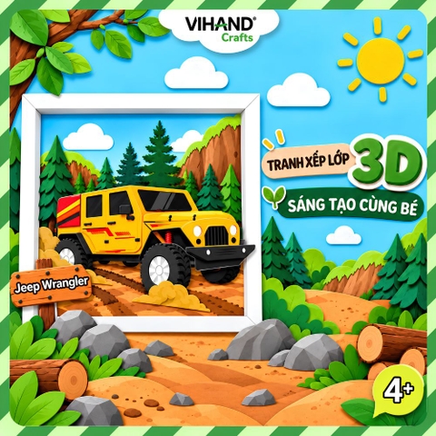 Bộ Kit DIY Tranh xếp lớp 3D Jeep Wrangler sáng tạo cho bé (LP-07)