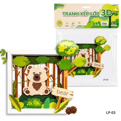Bộ Kit DIY Tranh xếp lớp 3D Bear sáng tạo cho bé (LP-03)