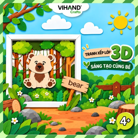 Bộ Kit DIY Tranh xếp lớp 3D Bear sáng tạo cho bé (LP-03)