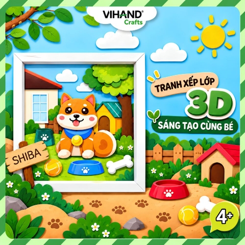 Bộ Kit DIY Tranh xếp lớp 3D Shiba sáng tạo cho bé (LP-01)