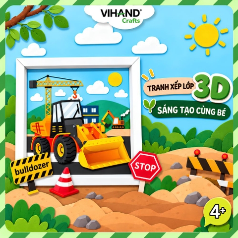Bộ Kit DIY Tranh xếp lớp 3D Bulldozer sáng tạo cho bé (LP-06)