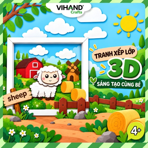 Bộ Kit DIY Tranh xếp lớp 3D Sheep sáng tạo cho bé (LP-02)