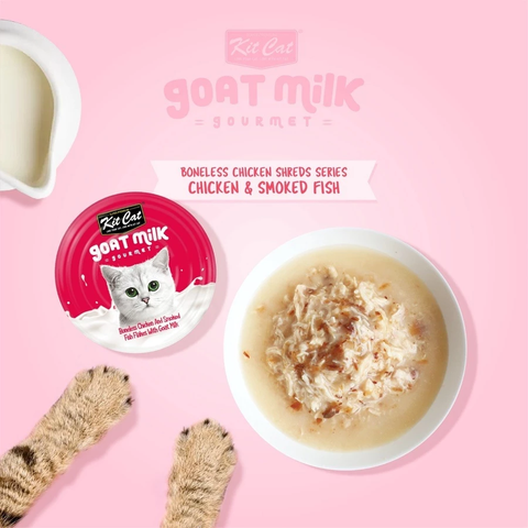 Pate sữa dê Kit Cat gà xé & cá hun khói 70g - ĐỎ