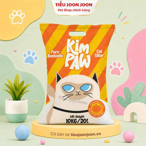 Cát đất sét tự nhiên vệ sinh cho mèo KimPaw hương Đào 20L/10kg