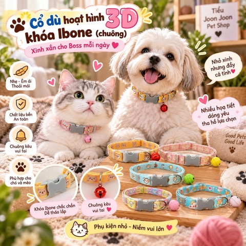 Vòng cổ dù hoạt hình 3D khóa Ibone trung