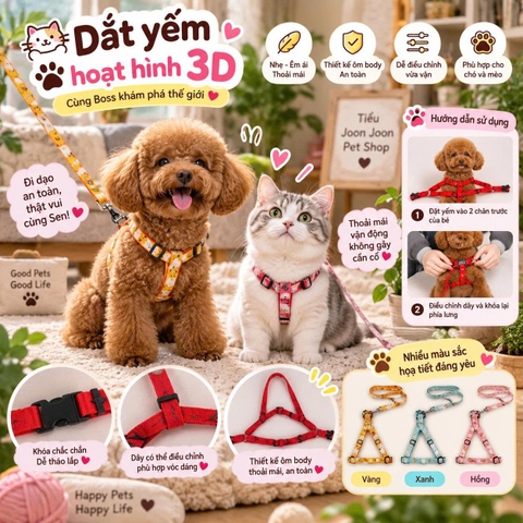 Dây dắt yếm hoạt hình 3D khóa Ibone TRUNG