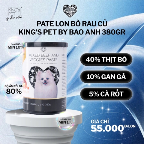 Pate cho chó King's Pet vị Bò rau củ 380g