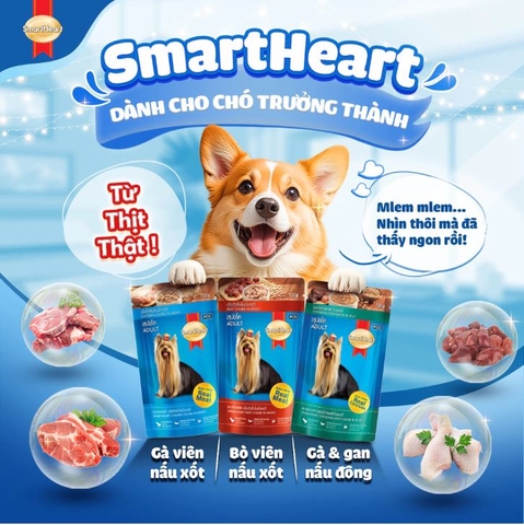 Pate cho chó trưởng thành SmartHeart gói 130g