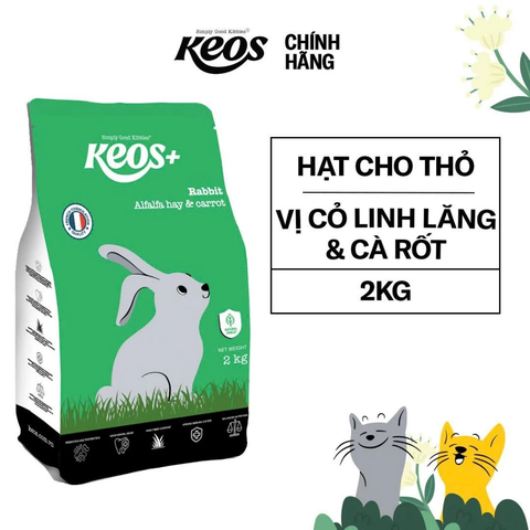 Thức ăn cho thỏ cảnh Keos vị Cỏ Alfalfa & Cà Rốt 2kg