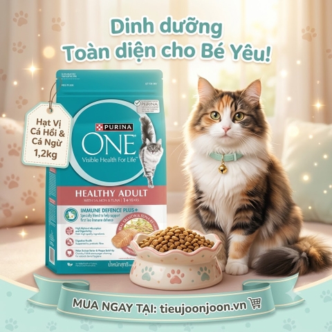 Hạt Cho Mèo Trưởng Thành Purina One Healthy Adult Cá Hồi & Cá Ngừ 1,2Kg