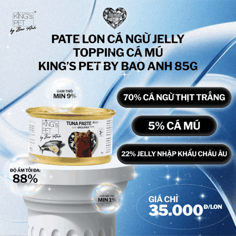 PATE LON CÁ NGỪ JELLY TOPPING CÁ MÚ KING'S PET BY BAO ANH 85G