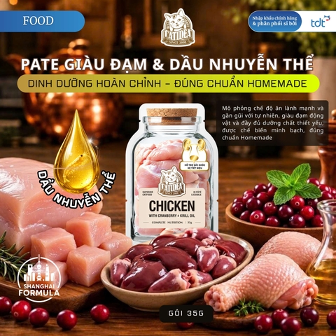 PATE GÓI CATIDEA 35G_THỊT GÀ + NAM VIỆT QUẤT + DẦU NHUYỄN THỂ