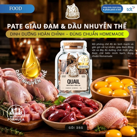 PATE GÓI CATIDEA 35G_THỊT CÚT + LÒNG ĐỎ TRỨNG + DẦU NHUYỄN THỂ