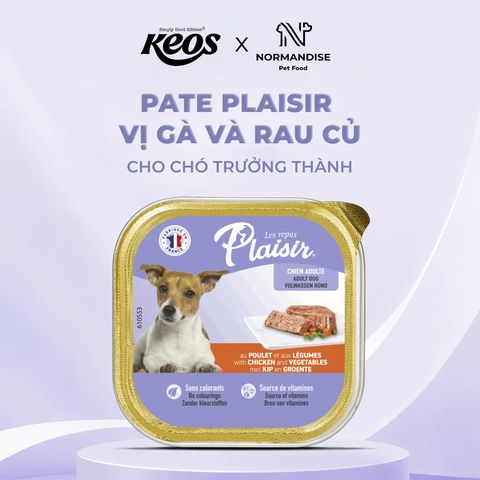 Pate Plaisir vị Gà và rau củ cho chó trưởng thành 100g