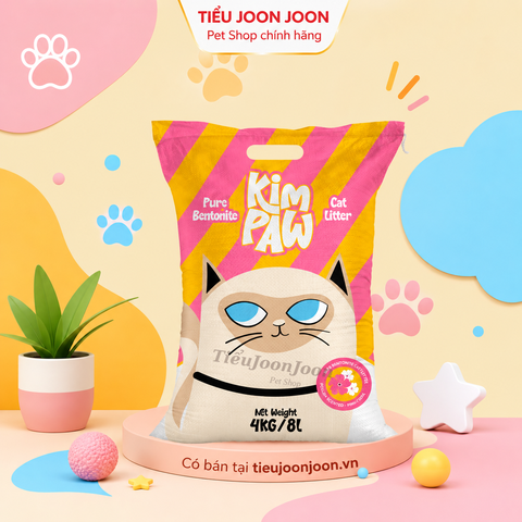 Cát đất sét tự nhiên vệ sinh cho mèo KimPaw hương Phấn Hoa 8L/4kg