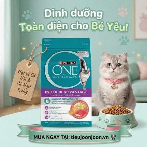 Hạt Cho Mèo Trưởng Thành Purina One Indoor Vị Cá Hồi & Cá Ngừ 1,2Kg