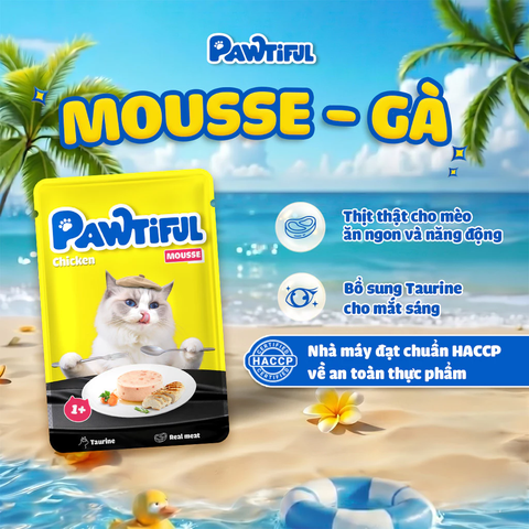 Pate cho mèo Pawtiful Dạng mouse vị gà 70G