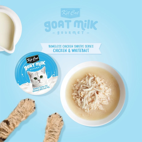 Pate sữa dê Kit Cat gà xé & cá trắng 70g - XANH DƯƠNG