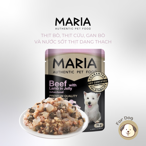 Pate chó Maria vị Bò và Thịt Cừu dạng thạch 70g