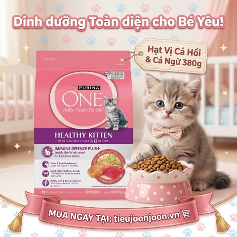 Hạt Cho Mèo Con Purina ONE Healthy Kitten Vị Cá Hồi & Cá Ngừ 380g