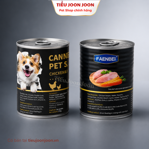 Pate lon dòng Thịt & Rau cho chó Faenbei - Vị Gà & Rau 375g