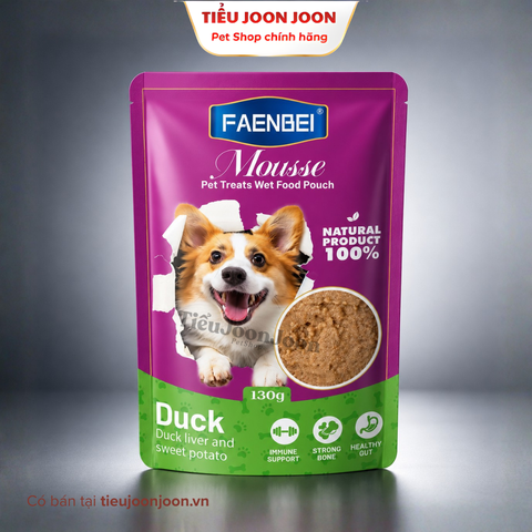 Pate dạng Mousse cho chó Faenbei - Vị Vịt & Gan vịt & Khoai Lang 130g