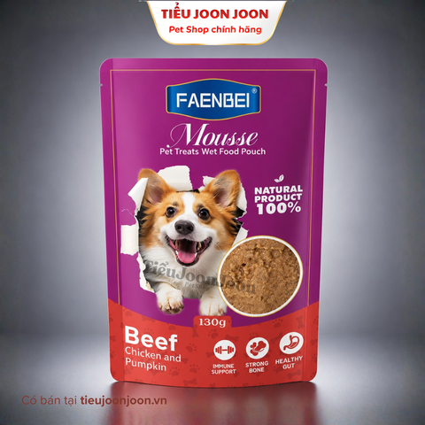 Pate dạng Mousse cho chó Faenbei - Vị Bò & Gà & Bí đỏ 130g