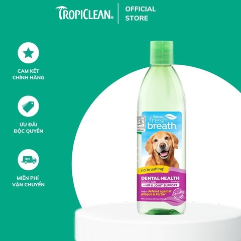 Nước vệ sinh răng miệng TropiClean – hỗ trợ xương khớp cho chó 473ml