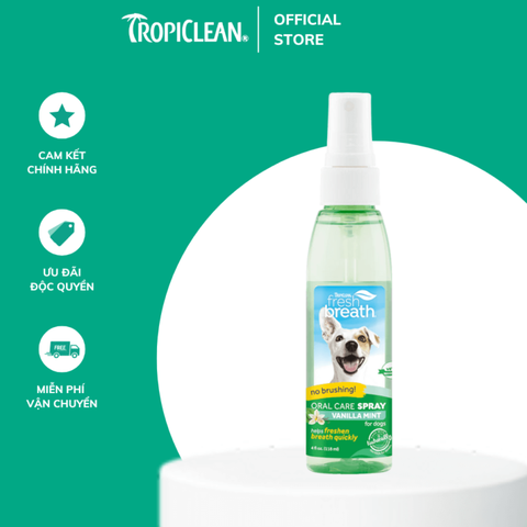 Xịt vệ sinh răng miệng cho chó TropiClean vị trà xanh 118ml