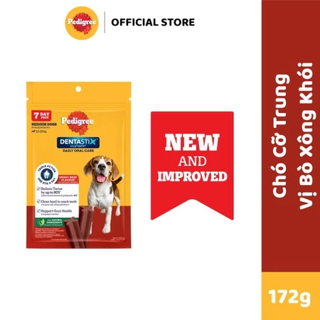 Bánh xương cho giống chó Lớn Pedigree Dentastix 172g (Vị Bò)