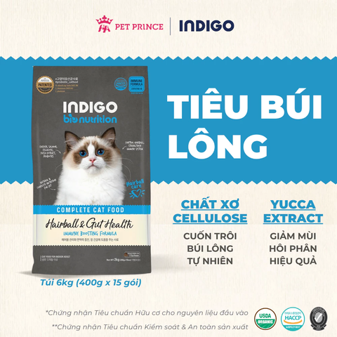 Thức ăn dinh dưỡng cho mèo INDIGO Kiểm Soát Búi Lông 2kg