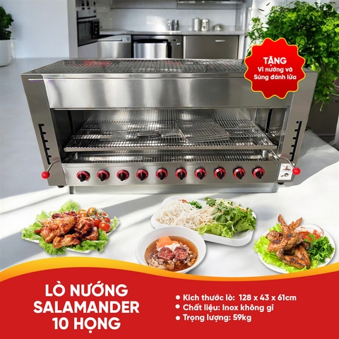 Lò nướng Salamander dùng gas 10 họng đốt