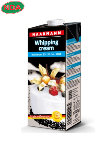 Kem whipping tiệt trùng 35.1% béo Naarmann 1 L/hộp