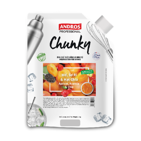 Mứt mơ sơ ri & hạt chia (Apricot Acerola & Chia CHUNKY ANDROS) 1Kg/Túi