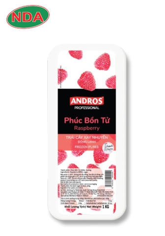 PUREE PHÚC BỒN TỬ XAY NHUYỄN ĐÔNG LẠNH HỘP 1KG (Raspberry frozen Puree 1 kg)