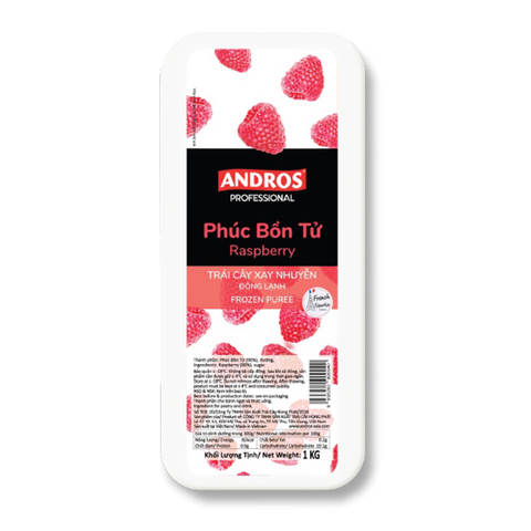 PUREE PHÚC BỒN TỬ XAY NHUYỄN ĐÔNG LẠNH HỘP 1KG (Raspberry frozen Puree 1 kg)