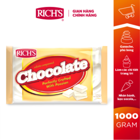 Socola thỏi trắng 1kg/túi, 10kg/thùng Rich