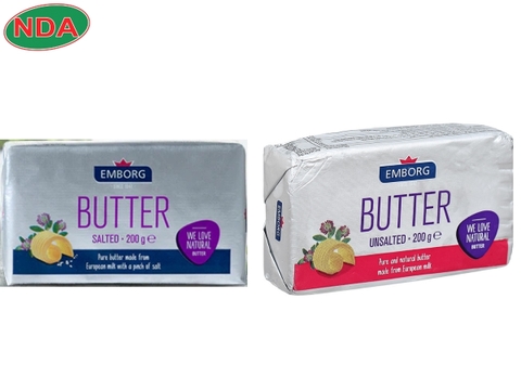 EMBORG - Bơ Mặn và Lạt độ béo 82% - 200g/cục
