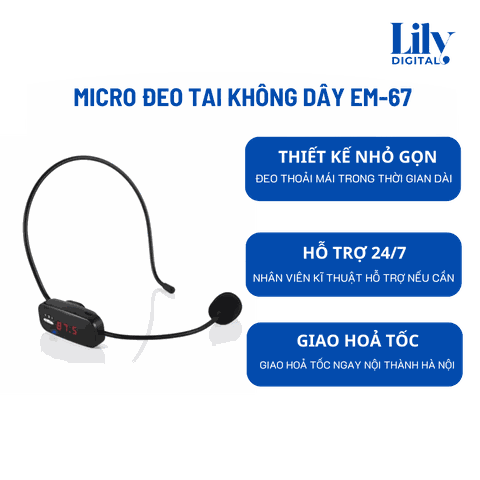 Cho Thuê Micro Đeo Tai Không Dây EM-67 Tại Hà Nội | Nhỏ Gọn, Dễ Dùng Cho Giảng Dạy & Sự Kiện