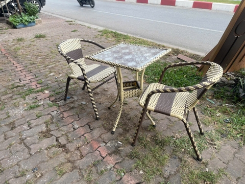 Bộ bàn ghế cafe sân vườn giả mây-NTGD