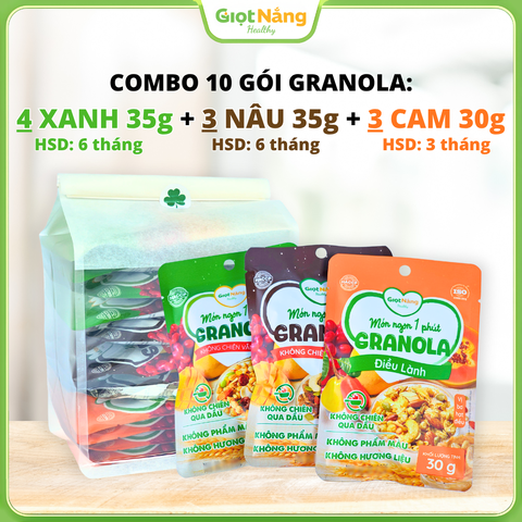 Granola Mix 3 Vị Combo 10 Gói
