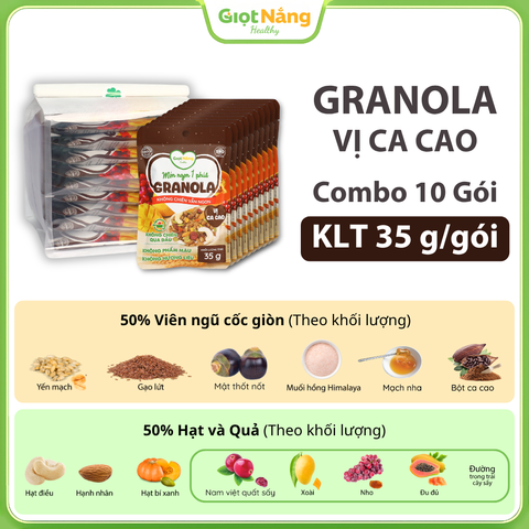 Granola Không Chiên Vẫn Ngon Vị Ca Cao Combo 10 Gói 35 g/gói
