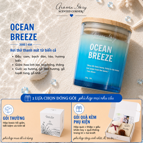Nến Thủy Tinh 220g Ocean Breeze - Gói kèm phụ kiện