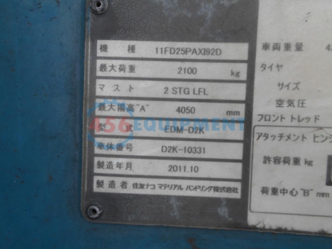 Xe nâng dầu Sumitomo 11FD25PAXI92D/D2K-10331 (2.5 tấn) năm 2011