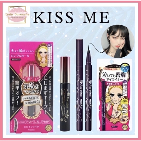 [FREE SHIP] Set Mascara Kẻ Mắt Kiss Me Không Lem Không Trôi