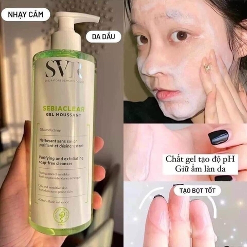 [FREE SHIP] Sữa Rửa Mặt SVR Sebiaclear Gel Moussant cho da mụn nhạy cảm 400ml