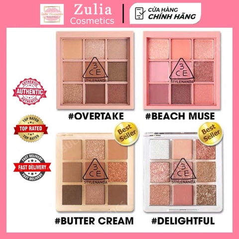 Bảng Phấn Mắt 3CE Multi Eye Color 9 Ô Nhũ Lấp Lánh Chính Hãng